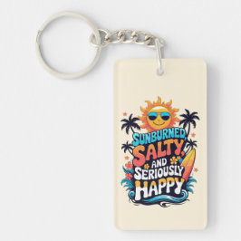 Llavero Sunburned Salty and Happy – Retro Beach Vibes