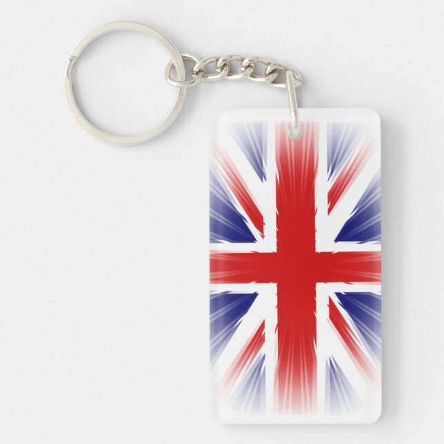 Llavero Sunburst La bandera de la Unión Jack del Reino Uni (Frente)