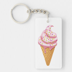 Llavero Sundae de fresa en cono de gofre con llave superio