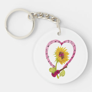 Llavero Sunflower con un Ukulele y notas musicales