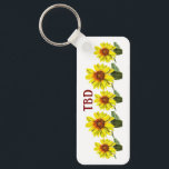 Llavero Sunflower Keychain<br><div class="desc">Display a natural vibe with this abundance of amber sunflowers keychain. This design has a warm feel due to its amber and orange palette. Express yourself by experimenting with different background colors and added text.</div>