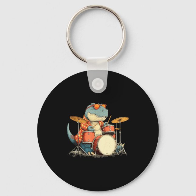 Llavero Sungles Rockstar Dinosaur With Cool Drums Costume  (Anverso)