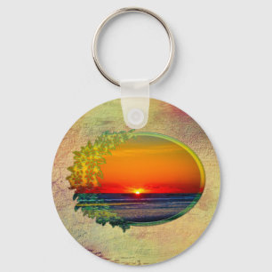 Llavero Sunrise Over Atlantic Oval con flores