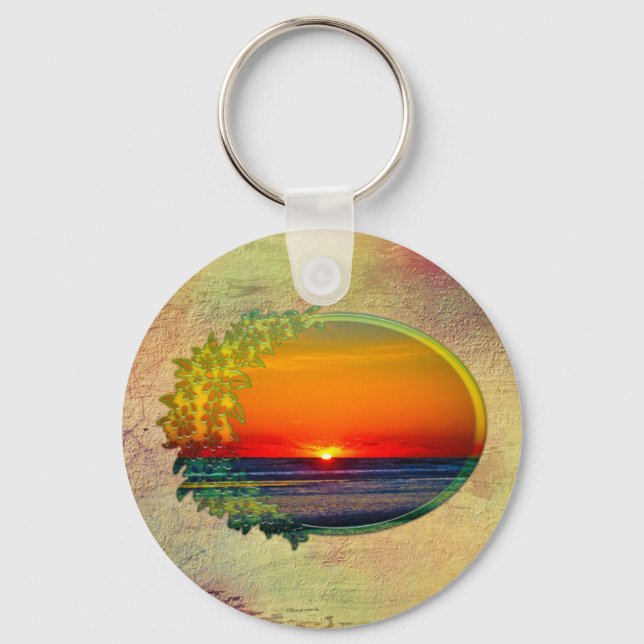 Llavero Sunrise Over Atlantic Oval con flores (Anverso)