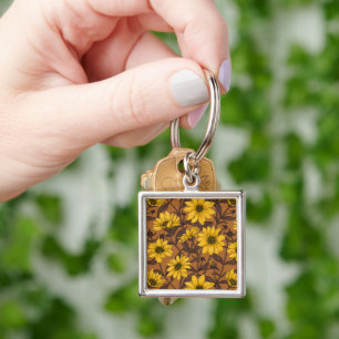 Llavero Sunroot, girasol salvaje en amarillo y marrón