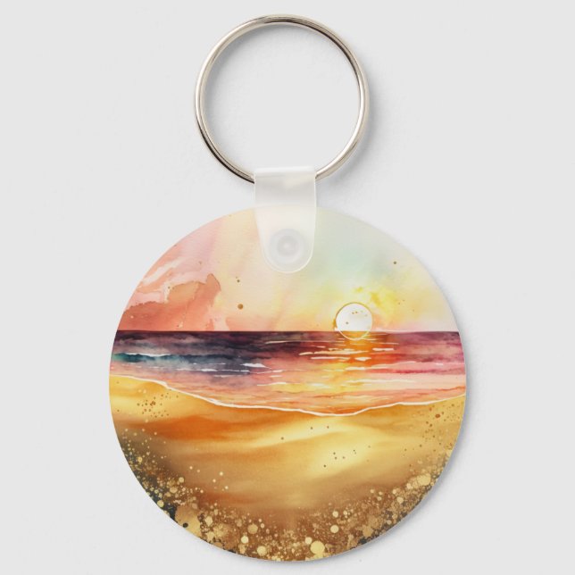 Llavero Sunset de Watercolor Beach (Anverso)