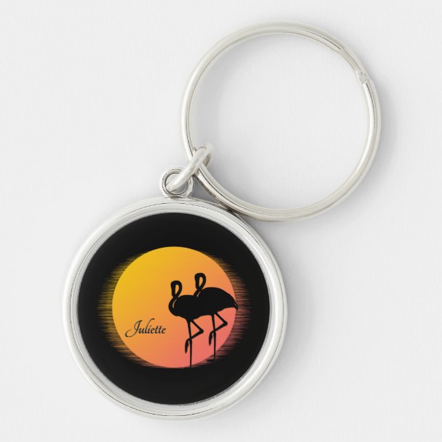 Llavero Sunset Flamingos Personal con Nombre (Frente)