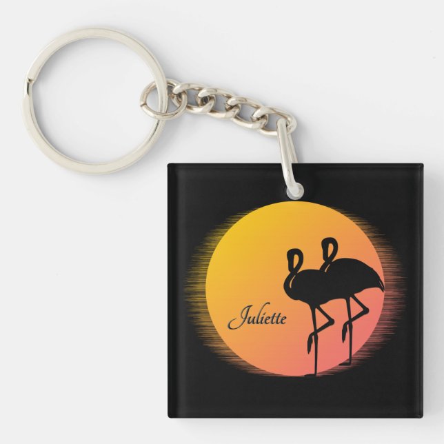 Llavero Sunset Flamingos Personal con Nombre (Frente)