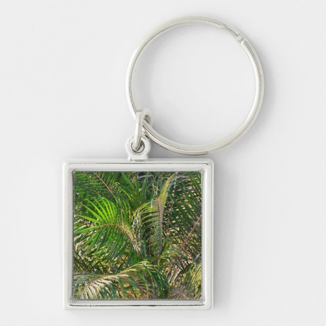 Llavero Sunset Lit Palm Fronds Tropical (Frente)