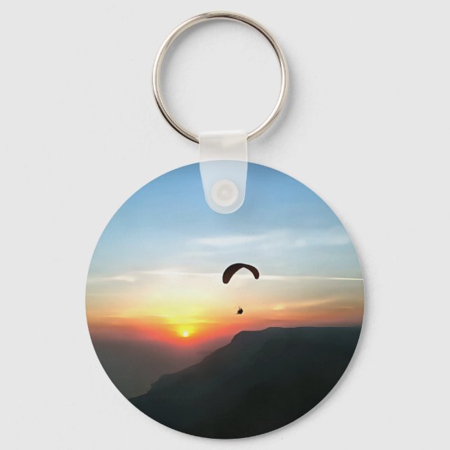 Llavero Sunset Paraglide Wanderlust Extreme Sports Art (Anverso)