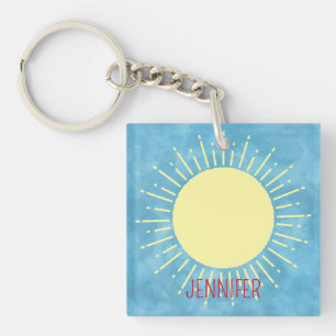 Llavero Sunshine Amarillo Con Nombre Personalizado De Ciel