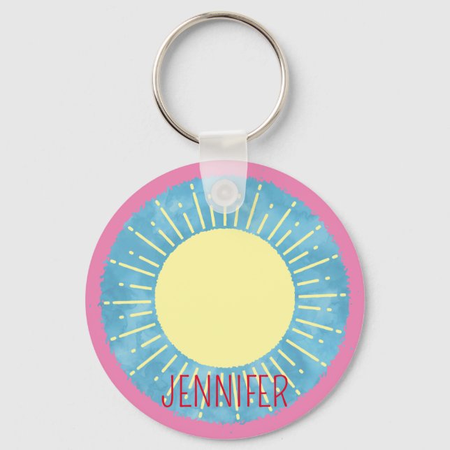 Llavero Sunshine Amarillo Con Nombre Personalizado De Ciel (Anverso)