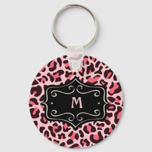 Llavero Super Cool Hot Pink Impresión de Leopardo Negro Mo
