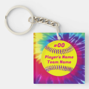 Llavero Super Cue Tie Dye SOFTBALL Keychain para jugadores