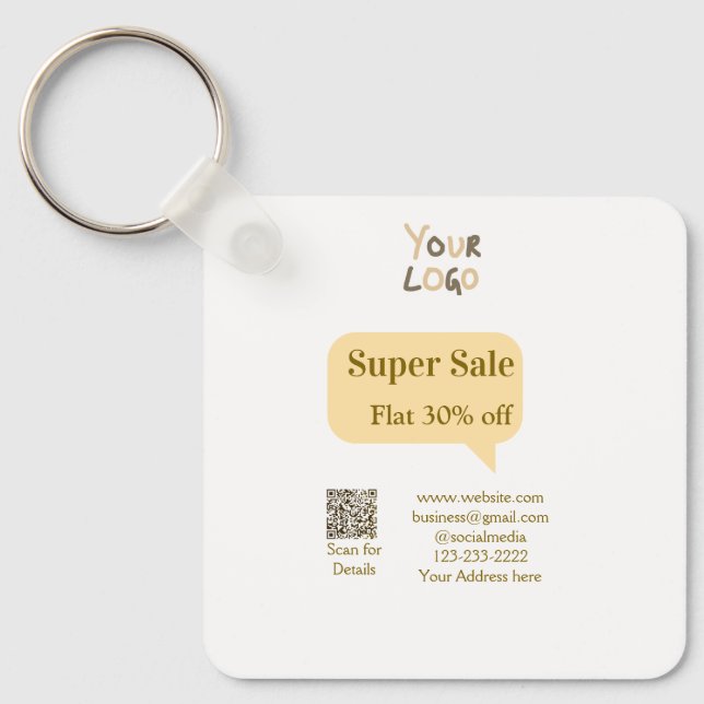 Llavero super oferta descuento comercial escanea código QR (Anverso)