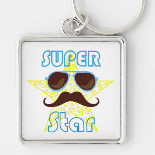 Llavero Super Star con gafas de sol y bigote