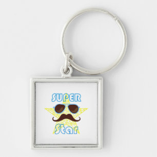 Llavero Super Star con gafas de sol y bigote