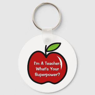 Llavero Super teacher keychain with red apple