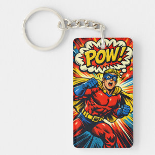 Llavero Superhéro Retro ¡POW! Arte Pop Comic