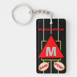 Llavero Superstar Cartoon Monograma Negro Rojo