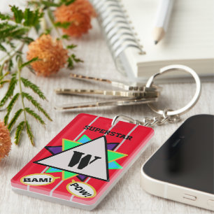 Llavero Superstar Personalizado Monograma negro rojo