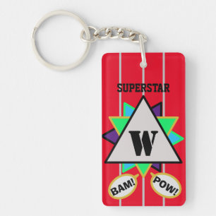 Llavero Superstar Personalizado Monograma negro rojo