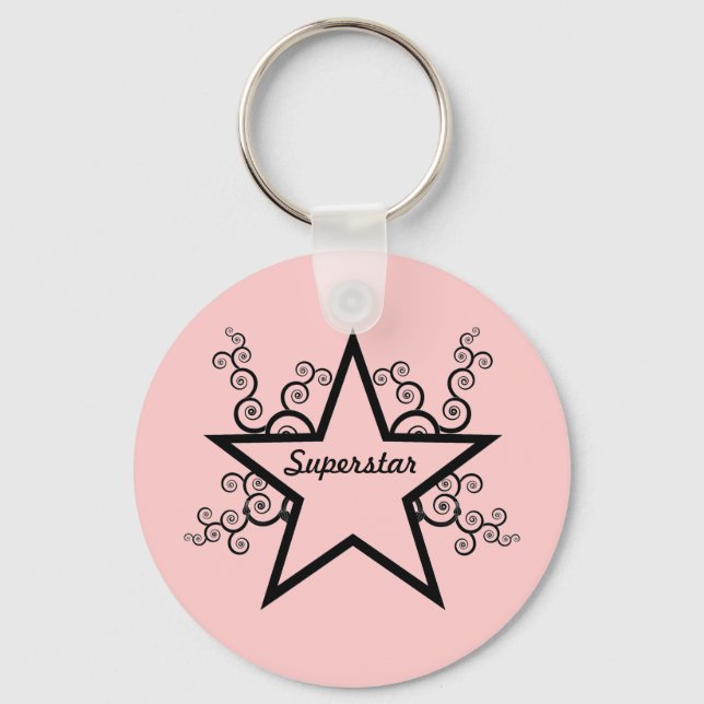Llavero Superstar Swirls Keychain, Negro (Anverso)