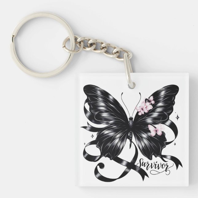 Llavero Superviviente de melanoma - Mariposa negra (Frente)