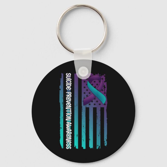 Llavero Support American Flag Ribbon Suicide Awareness For (Anverso)