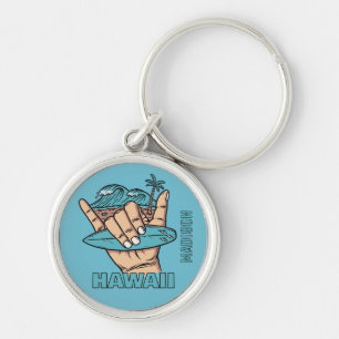 Llavero Surf de ubicación y nombre personalizado Shaka