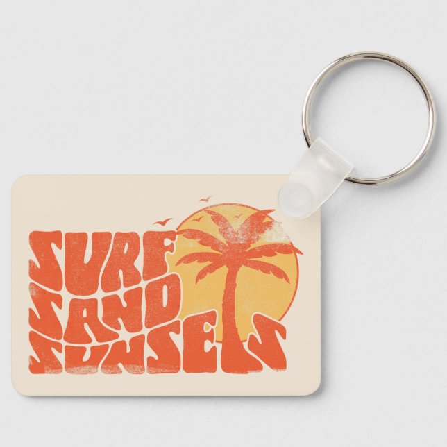 Llavero Surf Sand Sunsets Beach Life Palm Tree (Anverso)