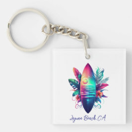 Llavero Surfboard Tropical Beach-