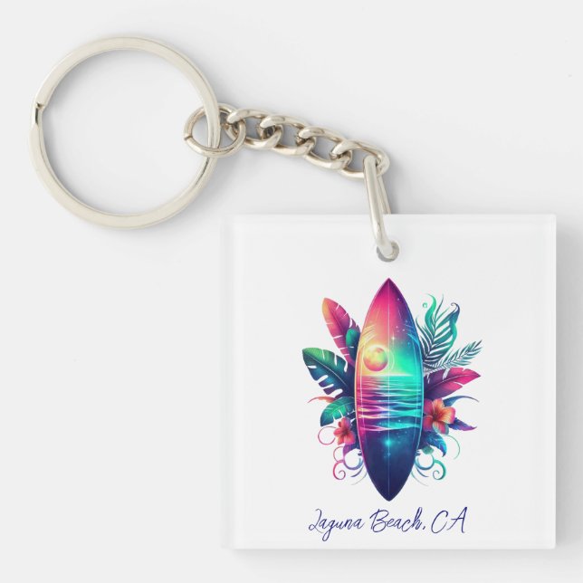 Llavero Surfboard Tropical Beach- (Frente)
