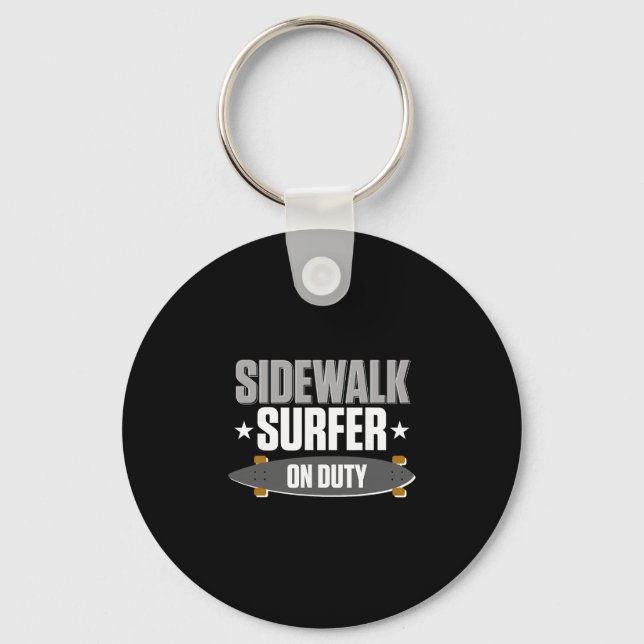 Llavero Surfeo en acera con longboard Surfear con longboar (Anverso)