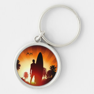 Llavero Surfer Sunset personalizado monograma cadenas de c
