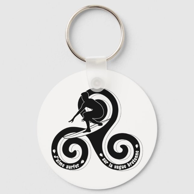 Llavero Surfer sur la vague bretonne (version homme) (Anverso)