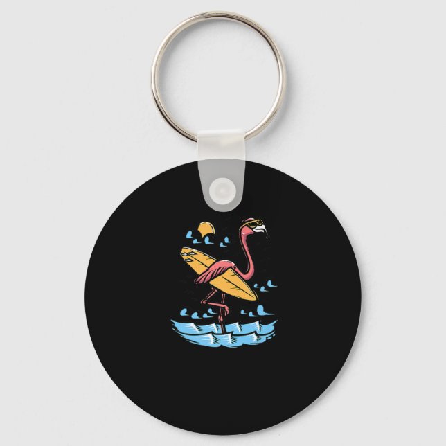 Llavero Surfing Flamingo Good Vibes Are Beach Vibes Premiu (Anverso)