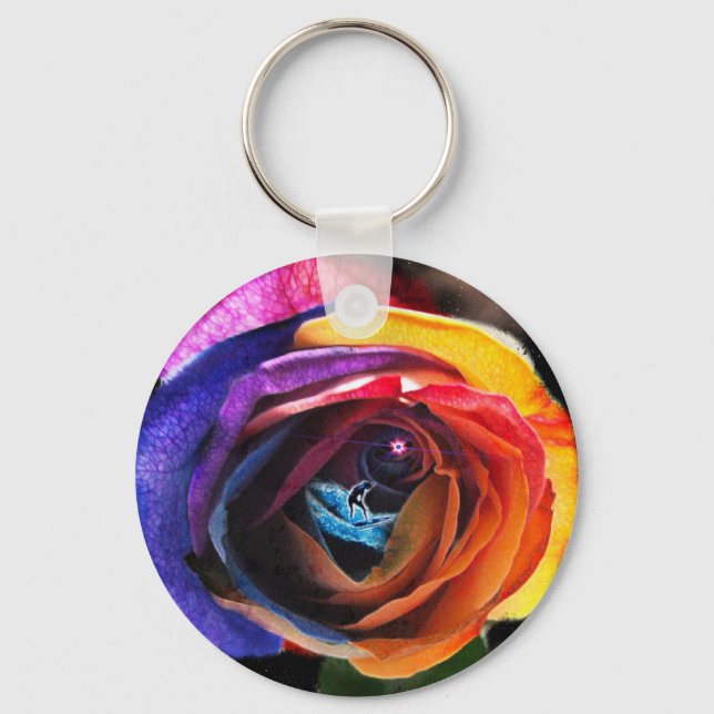 Llavero Surfing the Rainbow Rosa (Anverso)