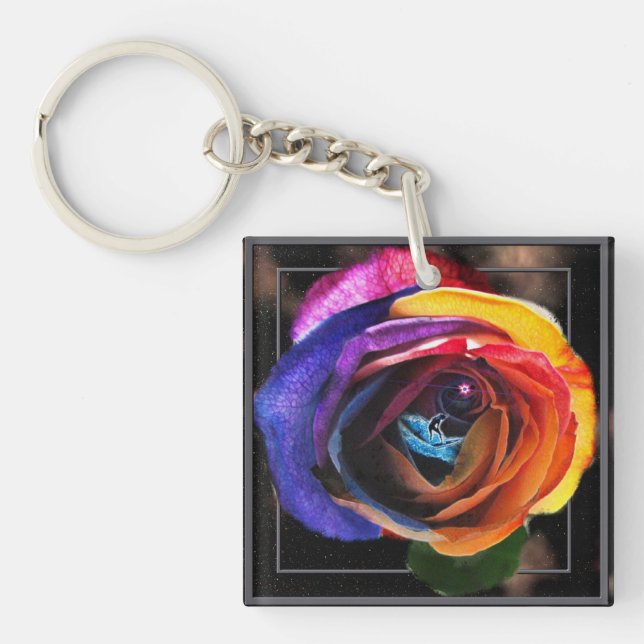 Llavero Surfing the Rainbow Rosa (Frente)