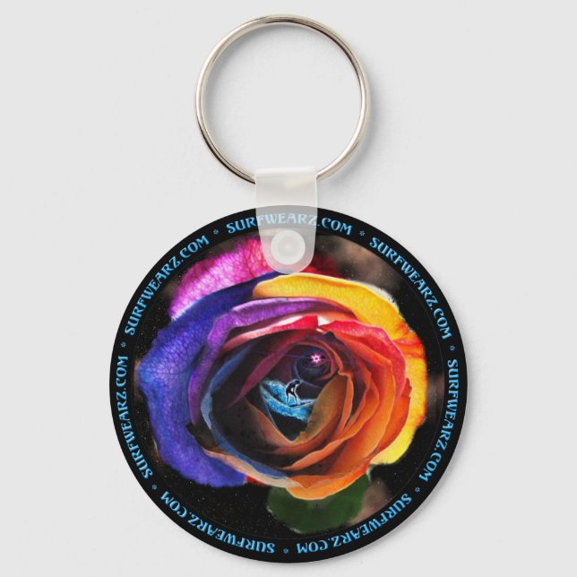 Llavero Surfing the Rainbow Rosa Keychain (Anverso)