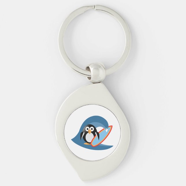 Llavero Surfista de pingüino (Anverso)
