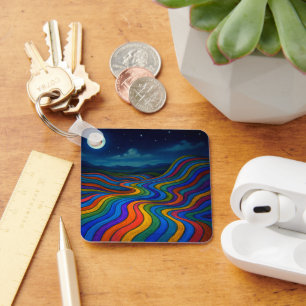 Llavero Surreal Dreamscape Moonlight Rainbow Land