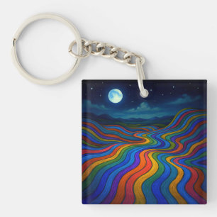 Llavero Surreal Dreamscape Moonlight Rainbow Land