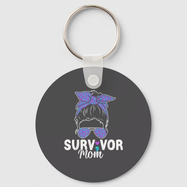 Llavero Survivor Mom - Semicolon Suicide Prevention Awaren (Anverso)
