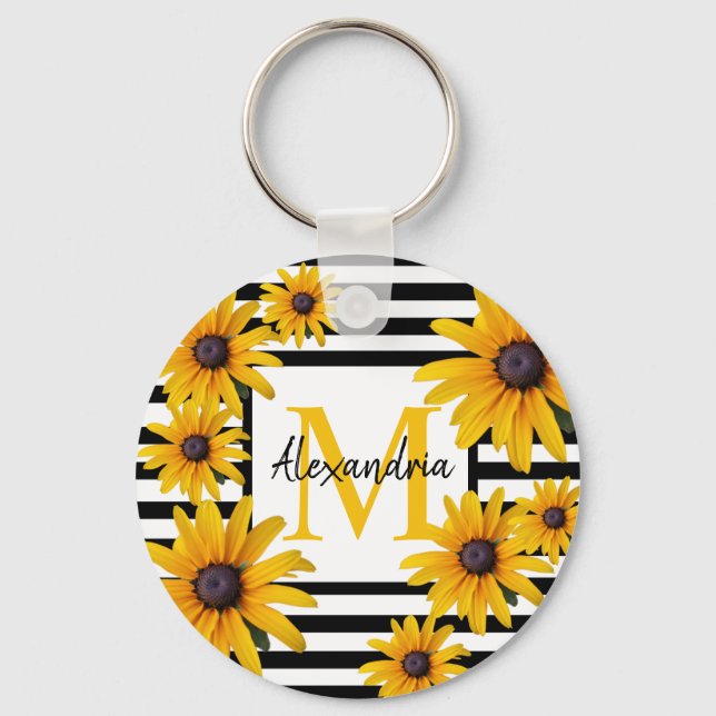 Llavero Susan Monogram Black Stripe de Ojo Negro Amarillo (Anverso)