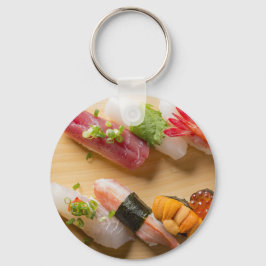 Llavero Sushi Art Keychain – Classic Nigiri on Wooden Boar