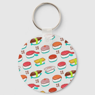 Llavero Sushi de nigiri de época, patrón de doodle