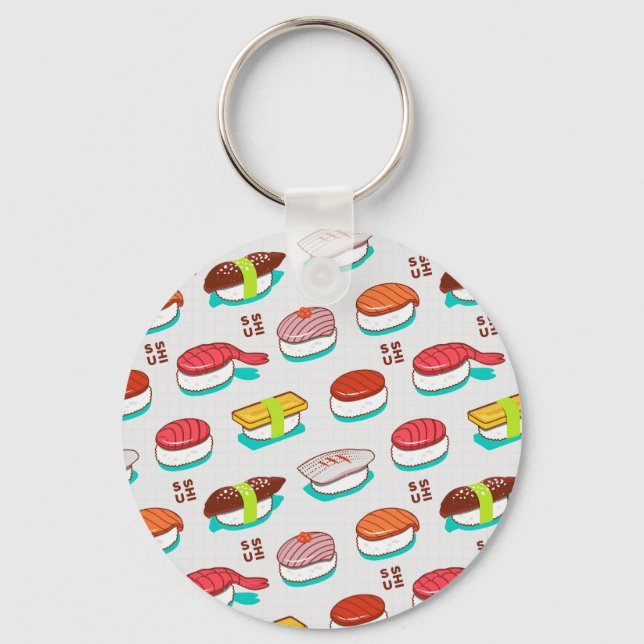 Llavero Sushi de nigiri de época, patrón de doodle (Anverso)