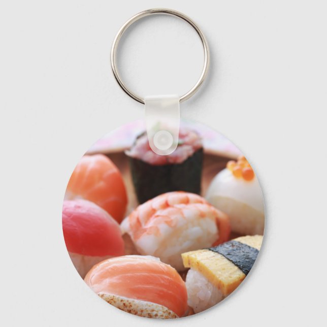Llavero SUSHIMI Sushi Selection Wooden Plate Keychain (Anverso)