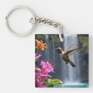 Llavero "Susurros de la naturaleza: Colibrí, cascada,